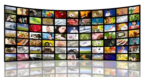 LCD TV panels. Television production technology concept.